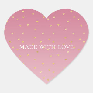 Guld Hearts Rosa Ombre Hjärtformat Klistermärke