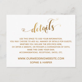 Guld Hearts-skript, Diamonds Information om vitt Vykort