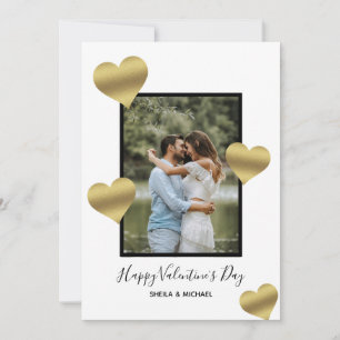 Guld Hearts White Lycklig Alla hjärtans foto Julkort