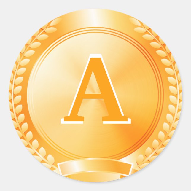 Guld hedersmedalj runt klistermärke (Framsida)