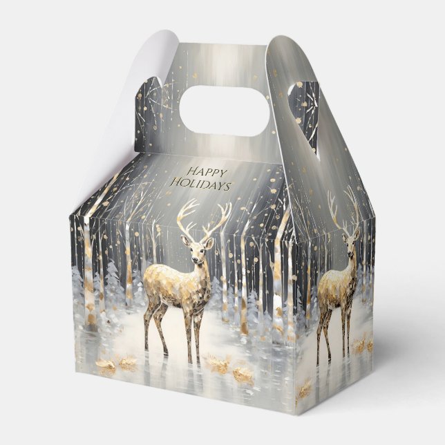 Guld-Helgdag för julrenar Presentaskar (Framsidan Sidan)