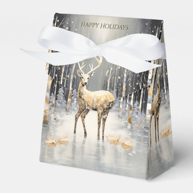 Guld-Helgdag för julrenar Presentaskar (Framsidan Sidan)