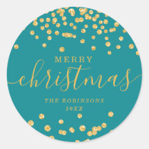 Guld Helgdag jul Glitter Confetti Teal