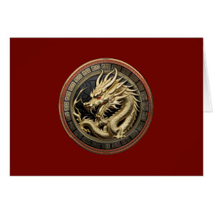 Guld Helig Östra Dragon Medallion Red Velvet Hälsningskort