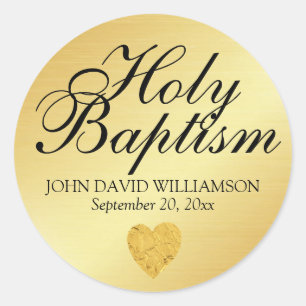 Guld Heliga Baptism Sticker försegling med hjärta Runt Klistermärke