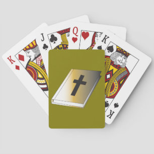 Guld Heliga Bibeln med Svart Kors Religiös Casinokort