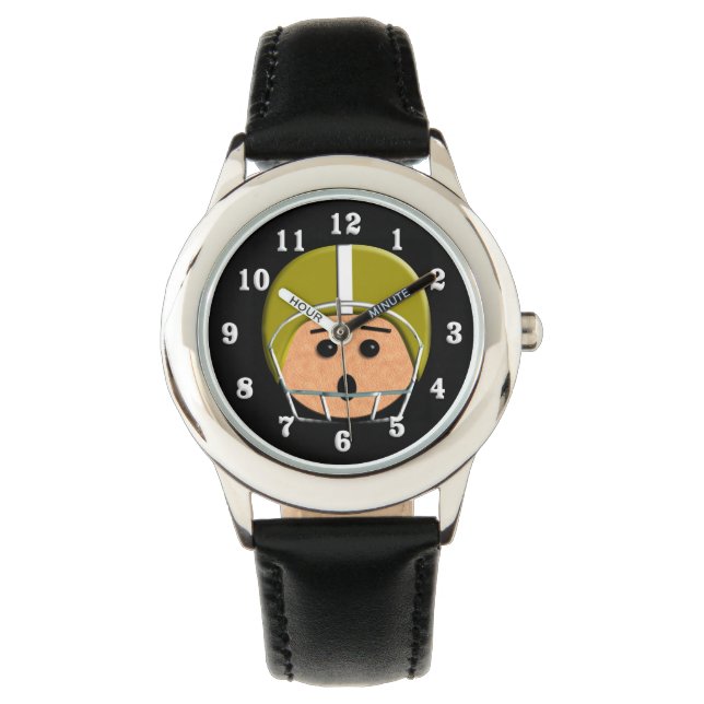 Guld Helmet Head Football Player Armbandsur (Framsida)