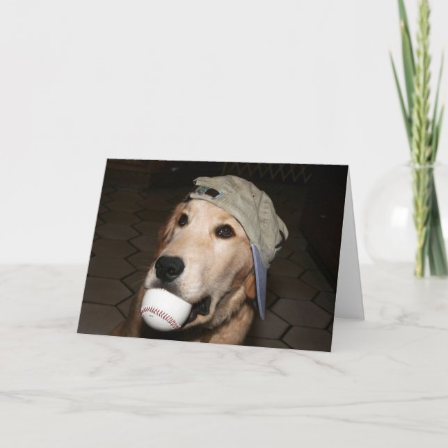 Guld- hem- springabaseballfödelsedag kort (Framsida)