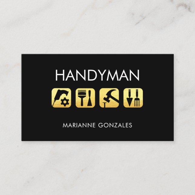 Guld Hemreparation Handyman Verktyg Visitkort (Framsida)