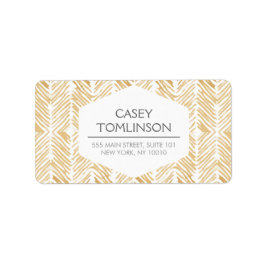 GULD HERRINGBONE/CHEVRON ARTWORK Adressetiketters Adressetikett