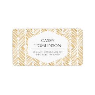 GULD HERRINGBONE/CHEVRON ARTWORK Adressetiketters Adressetikett