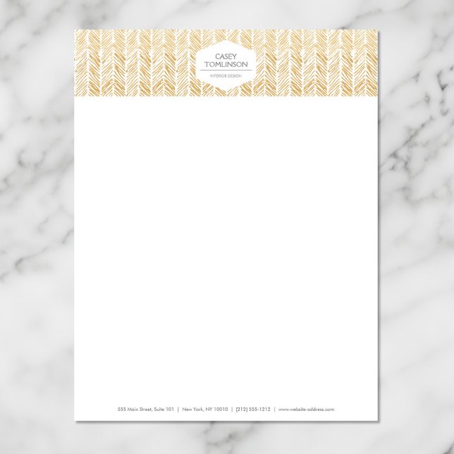 GULD HERRINGBONE/CHEVRON ARTWORK Letterhead Brevhuvud (Skapare uppladdad)