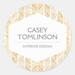 GULD HERRINGBONE/CHEVRON ARTWORK Stickers Runt Klistermärke