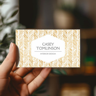 GULD HERRINGBONE/CHEVRON ARTWORK VISITKORT