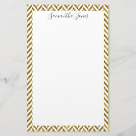 Guld Herringbone Mönster Metallic | PERSONLIG Brevpapper