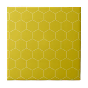 Guld hexagonens geometriska mosaikutformning kakelplatta
