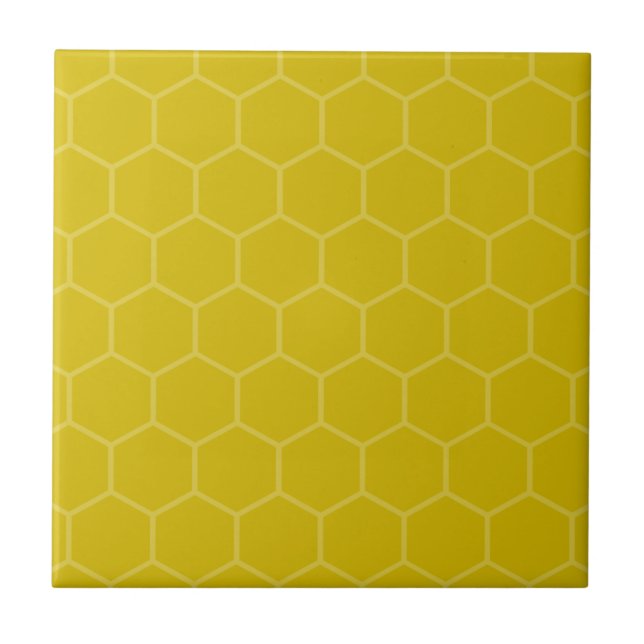 Guld hexagonens geometriska mosaikutformning kakelplatta (Framsidan)