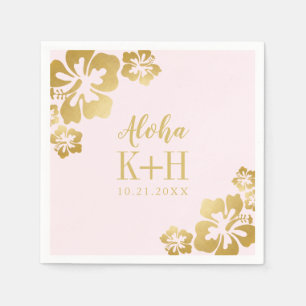 Guld Hibiscus Aloha Monogram Pappersservett