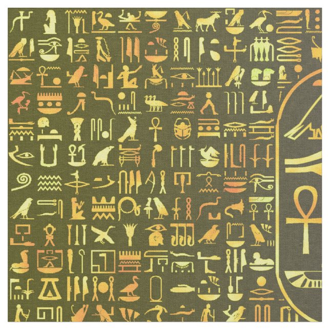 Guld- Hieroglyphics Tyg (Närbild)