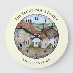 Guld Hill Shaftesbury Dorset Akvarellmålning Stor Klocka
