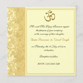 Guld Hindu bröllop Inbjudningar