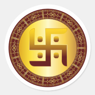Guld Hindu Swastik Diwali-dekal Runt Klistermärke