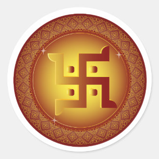 Guld Hindu Swastik Diwali-dekal Runt Klistermärke