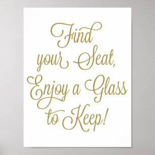 Guld Hitta ditt säte med ett glas till Behålla Brö Poster