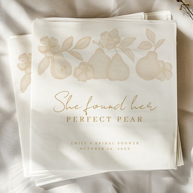 Guld hittade hennes Perfekt Pear Möhippa Pappersservett (She found her perfect pear napkin)