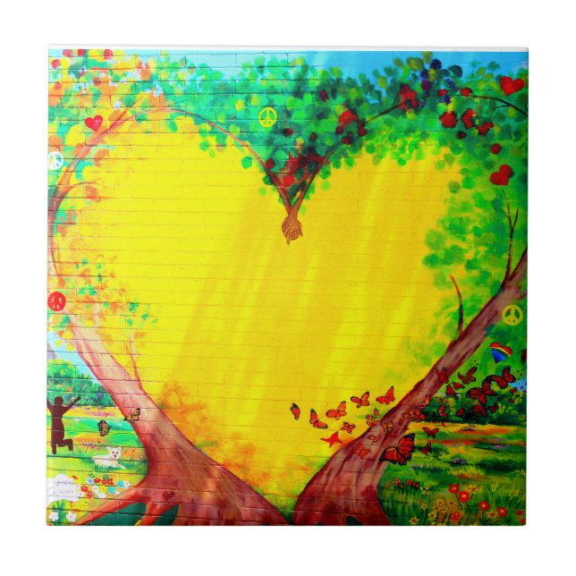 guld- hjärta belägger med tegel kakelplatta (Framsidan)