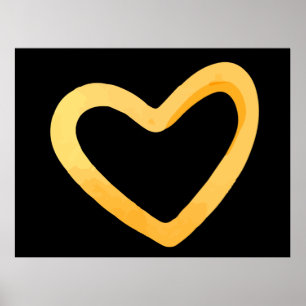 Guld hjärta på svart bakgrund poster
