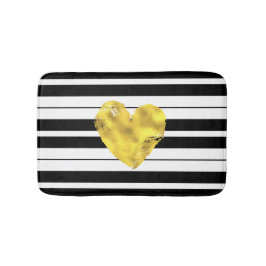 Guld- hjärta, svartvita randar badrumsmatta