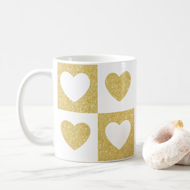 Guld hjärtan kaffemugg (Med munk)