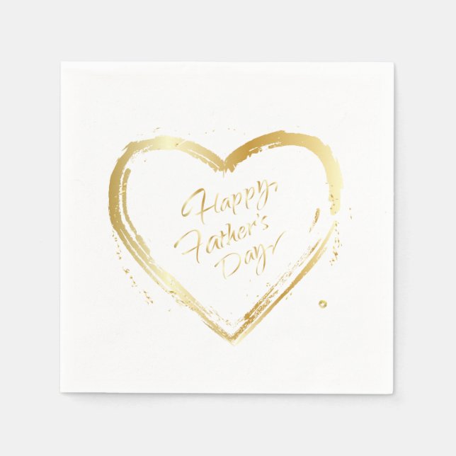Guld Hjärtat i den moderna designen lycklig Fars d Pappersservett (Framsidan)
