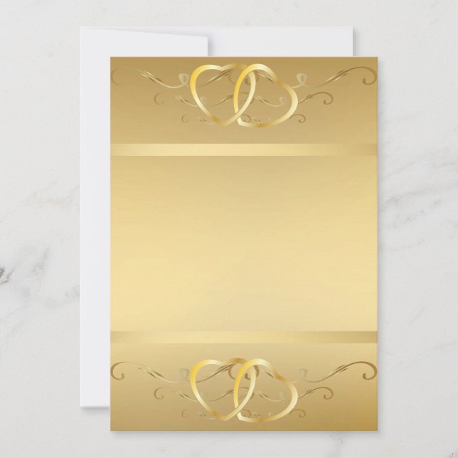 Guld- hjärtor Invitation3 Inbjudningar (Framsida)