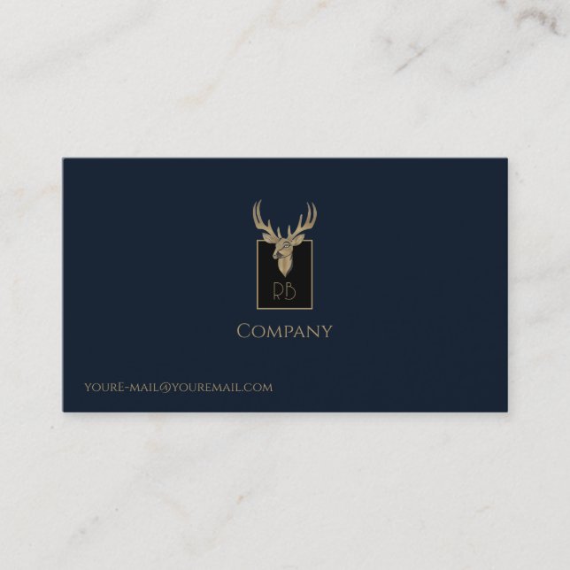 Guld Hjort Head Affärskort Visitkort (Framsida)