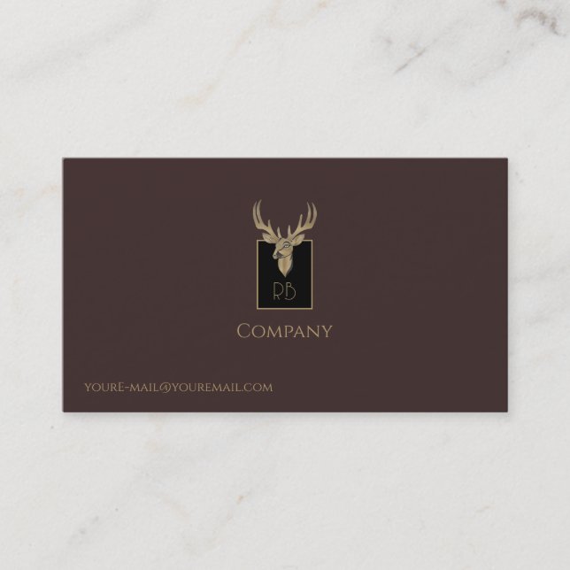 Guld Hjort Head Affärskort Visitkort (Framsida)