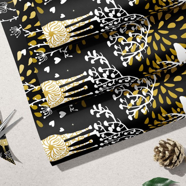Guld Hjort | Papper julafton Presentpapper (Gold Deer | Christmas Wrapping Paper)