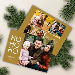 Guld "HO HO HO HO" Photo Collage jul Julkort