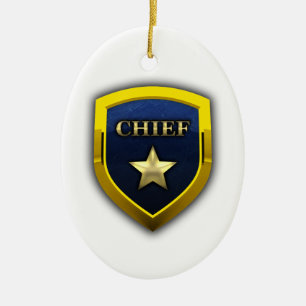 Guld- högsta emblem julgransprydnad keramik