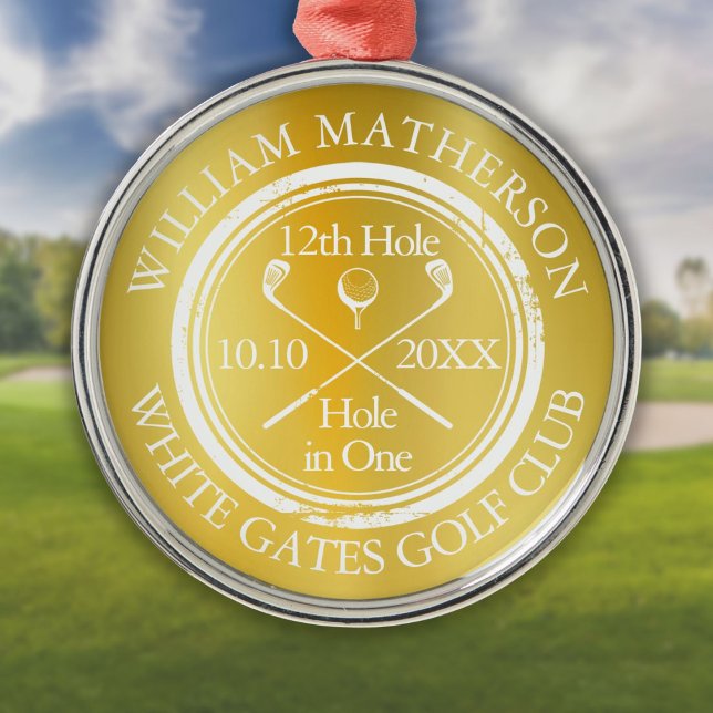 Guld Hole in One Classic Personlig Golf Julgransprydnad Metall (Gold Hole in One Classic Personalized Golf Metal Ornament)