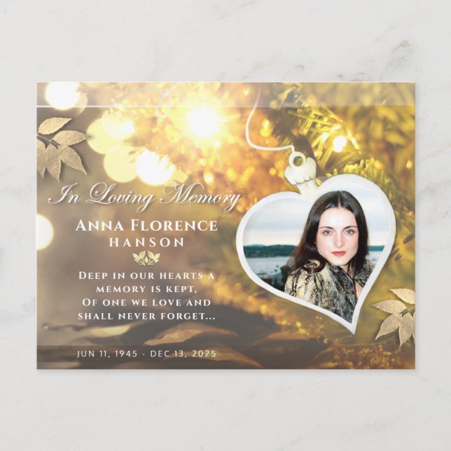 Guld Holiday Heart Foto Sympati Tacksamhet Postkor Vykort (Framsida)