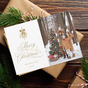 Guld Holly Berry Bouquet-julfotopapper Julkort