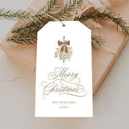 Guld Holly Berry Bouquet Romantic God jul Presentetikett