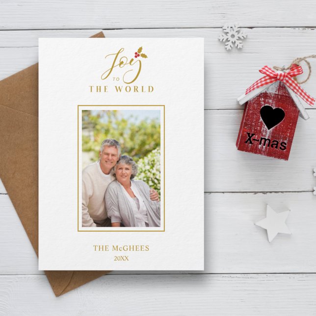 Guld Holly-familjen med minimal Chic Julfoto (Skapare uppladdad)