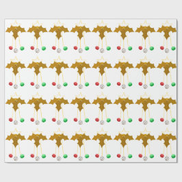 Guld Holly Jingle Klockor White Wrapping Papper Presentpapper