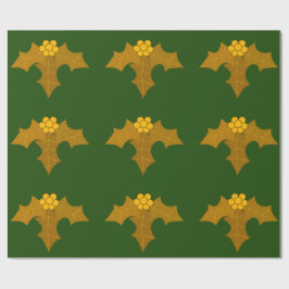 Guld Holly om Mörk grönt Wrapping Papper Presentpapper