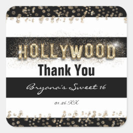 Guld Hollywood Black & White Rand Stickers Fyrkantigt Klistermärke