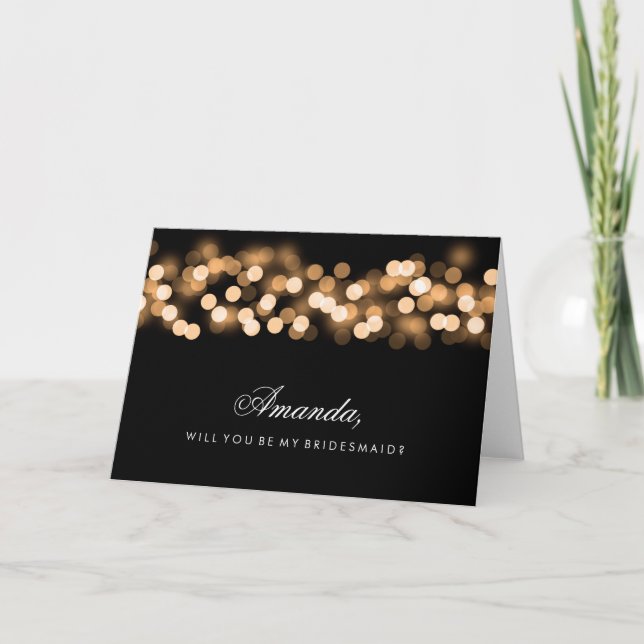 Guld Hollywood Glam är min bridesmaid Inbjudan (Framsida)