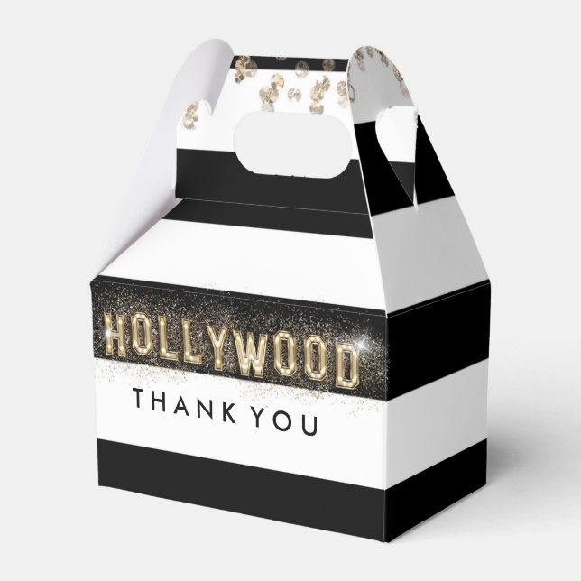 Guld Hollywood Svarta & Vita Ränder Presenteringsl Presentaskar (Framsidan Sidan)